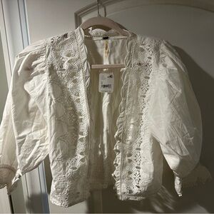 Free People Cream Lace Blouse